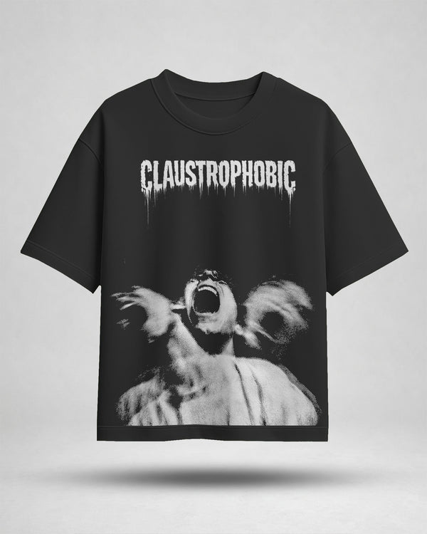 CLAUSTROPHOBIC Oversized Graphic T-Shirt | Dark Streetwear Tee