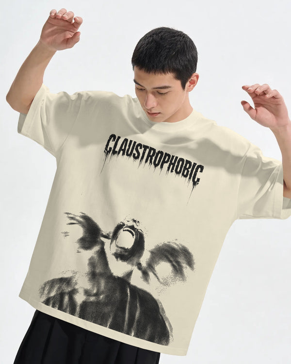 CLAUSTROPHOBIC Oversized Graphic T-Shirt | Dark Streetwear Tee