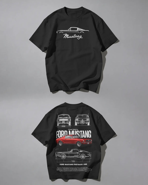 Ford Mustang Fastback 1965 Graphic T-Shirt | Premium Cotton Muscle Car Tee