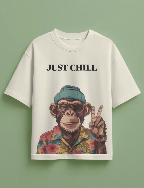 Just Chill Oversized Cotton Graphic T-Shirt